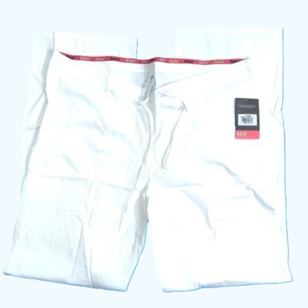 Dickies EDS Signature Unisex Scrub Pants White Size Small Drawstring Medical